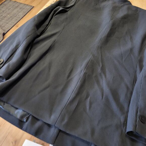 DKNY Donna Karen Wool Mandarin Collar Invisible Button Pinstripe Coat 8 - Picture 11 of 11